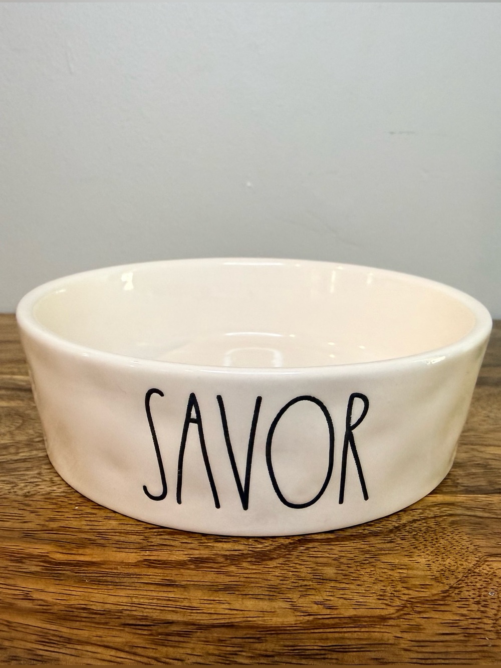 RAE DUNN Ceramic 'Savor' Cat Bowl in Cream